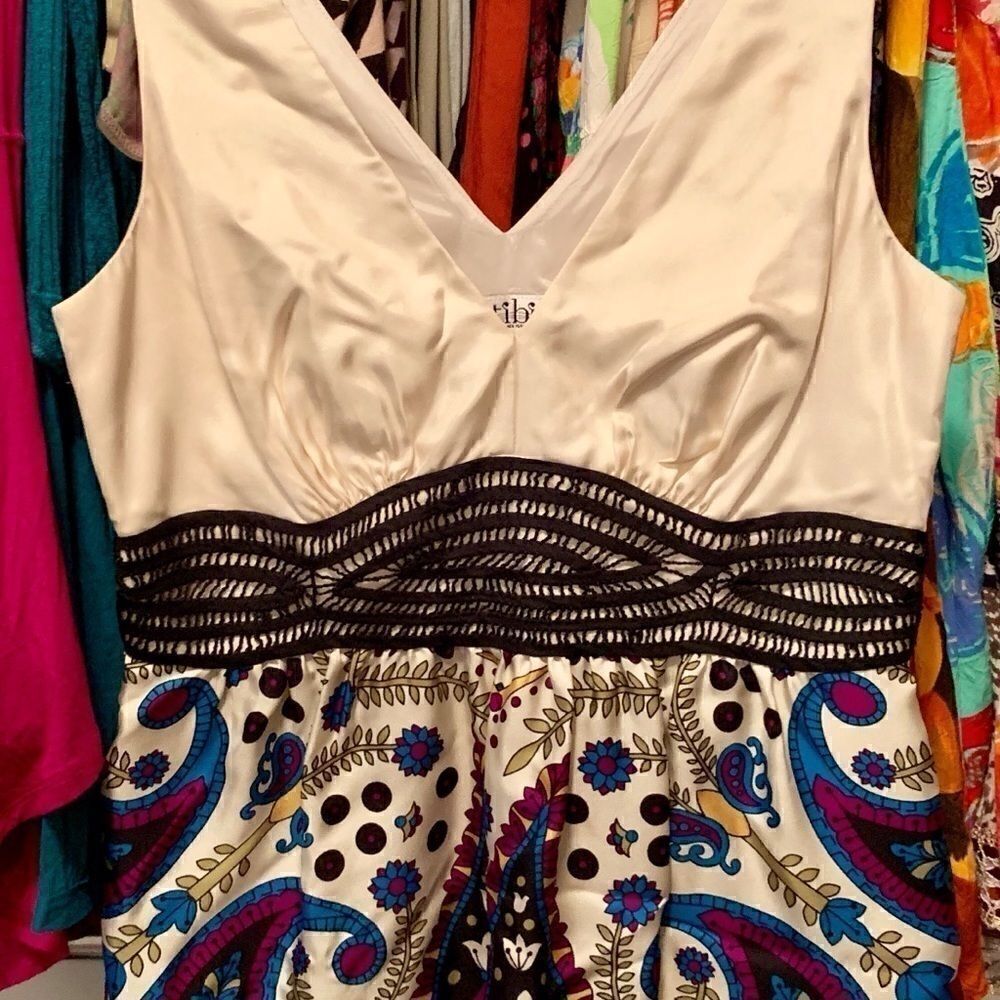 Tibi NY V-Neck Sleeveless Paisley Peplum Top SML - Picture 5 of 8